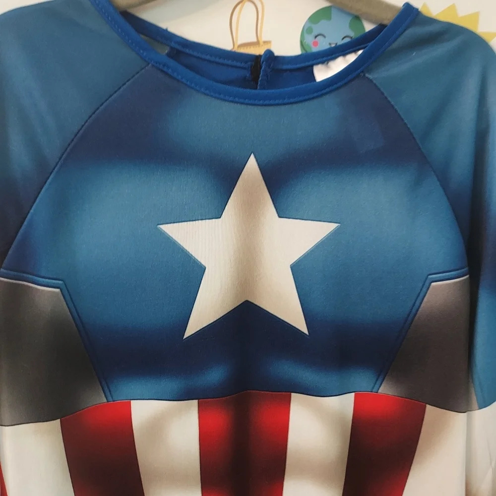 Marvel Captain American Halloween Costume in Size 8/10 Medium - Jumpsuit Only - Picture 2 of 11